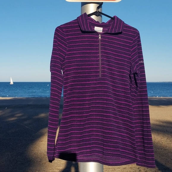 Columbia Women's Pullover Size Small Purple and Navy Stripes - Picture 1 of 6